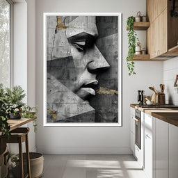 Monochrome Geometric Visage - NicheCanvas