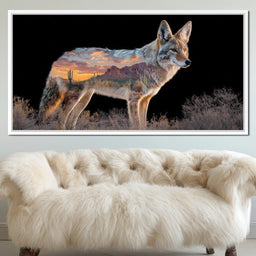 Desert Coyote Sunset Vista - NicheCanvas