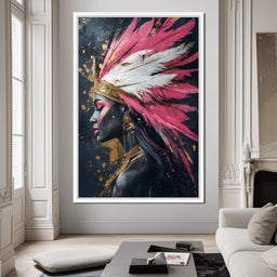 Gold & Pink Feathered Majesty - NicheCanvas