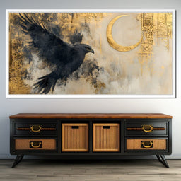 Eagle Soar Under Golden Moon - NicheCanvas