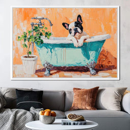 French Bulldog in the Tub - NicheCanvas