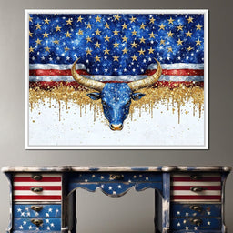Stars and Stripes Bull Odyssey - NicheCanvas