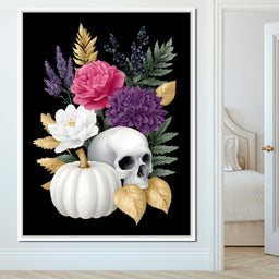 Gothic Floral Skull Elegance - NicheCanvas