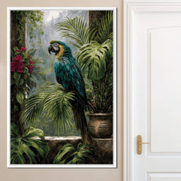 Rainforest Macaw Perch Scene - NicheCanvas