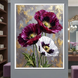 Gold Leaf Poppy Garden Glow - NicheCanvas