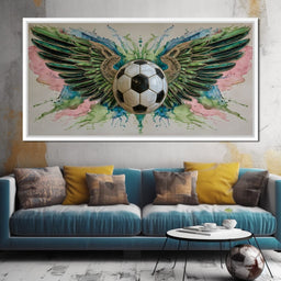 Winged Soccer Ball Watercolor - NicheCanvas