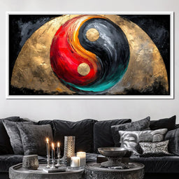 Golden Yin Yang Abstract Energy - NicheCanvas