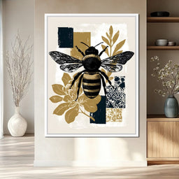 Botanical Bumblebee Collage - NicheCanvas