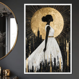 Golden Silhouette City Radiance - NicheCanvas