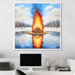 Winter Flames Reflecting - NicheCanvas