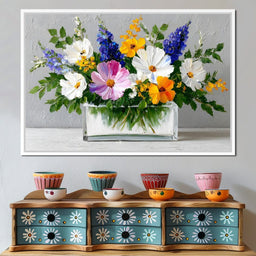 Sunlit Wildflower Still Life - NicheCanvas