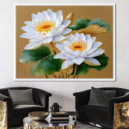 Radiant Lotus Golden Elegance - NicheCanvas