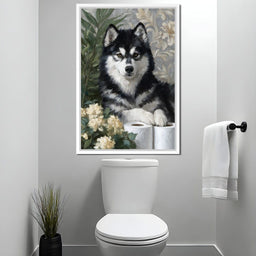 Malamute Bathroom Guardian - NicheCanvas