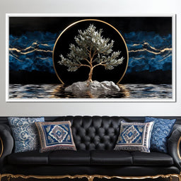 Golden Olive Tree Halo Reflection - NicheCanvas