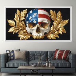 Patriot Skull Gold Laurel Glory - NicheCanvas