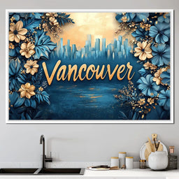 Golden Blooms Vancouver Cityscape - NicheCanvas