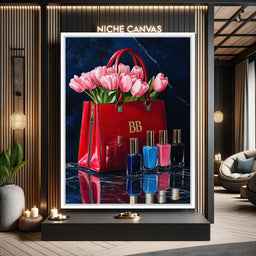 Crimson Nail Polish & Tulip Adornments - NicheCanvas