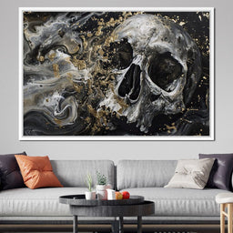 Golden Skull in Galaxy Storm - NicheCanvas
