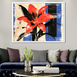 Bold Petals Against Shattered Geometry - NicheCanvas