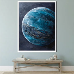 Celestial Ocean Planet Gold Veins - NicheCanvas