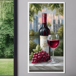 Wine Reflections Cityscape Elegance - NicheCanvas