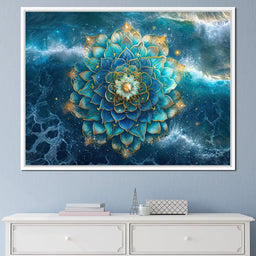 Lotus Reverie Over Ocean Waves - NicheCanvas