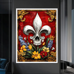 Skull Fleur De Lys and Botanical Fusion - NicheCanvas