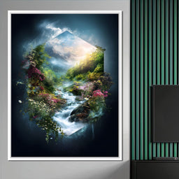 Hexagonal Nature Portal Cascade - NicheCanvas