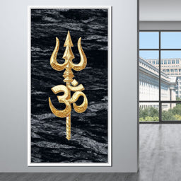 Golden Om Trishul Emblem - NicheCanvas