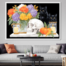 Halloween Bouquet Cats Skull Candle - NicheCanvas