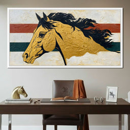 Golden Stallion Portrait - NicheCanvas