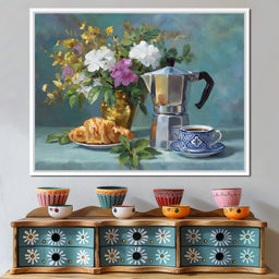 Morning Coffee & Bouquet - NicheCanvas
