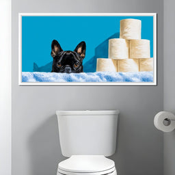 French Bulldog Bathroom Peek - NicheCanvas