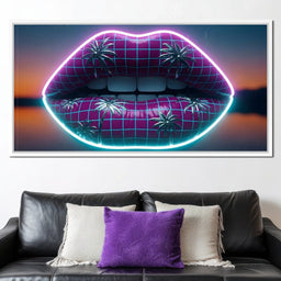 Neon Lips Oasis Reflection - NicheCanvas