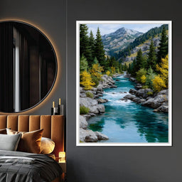 Alpine River Evergreen Peaks - NicheCanvas