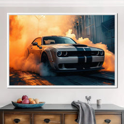 Silver Hellcat Burnout - Rider Art - NicheCanvas