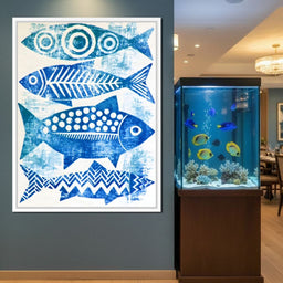 Four Geometric Marine Forms Swimming Together - NicheCanvas