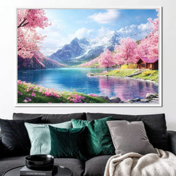 Cherry Blossom Alpine Retreat - NicheCanvas