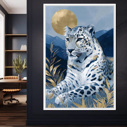 Golden Moon Snow Leopard Calm - NicheCanvas
