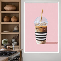 Happy Iced Latte Pop Minimalism - NicheCanvas