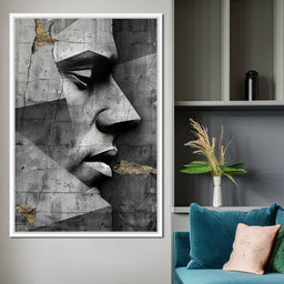 Monochrome Geometric Visage - NicheCanvas