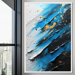 Sapphire Strokes Gold Specks 1 - NicheCanvas