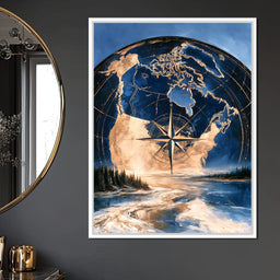 Northern Compass Over Frozen Tundra - NicheCanvas