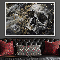 Golden Skull in Galaxy Storm - NicheCanvas