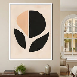 Neutral Abstract Leaf Silhouette - NicheCanvas
