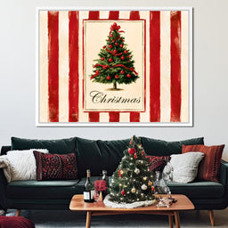 Holiday Tidings On Candy Cane Stripes - NicheCanvas