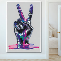 Neon Drip Victory Hand Statement - NicheCanvas