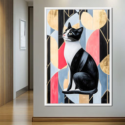 Geometric Feline Elegance - NicheCanvas
