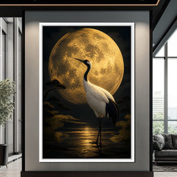 Crane Moonrise - NicheCanvas