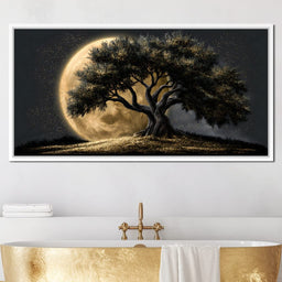 Gilded Roots Beneath A Radiant Moon - NicheCanvas